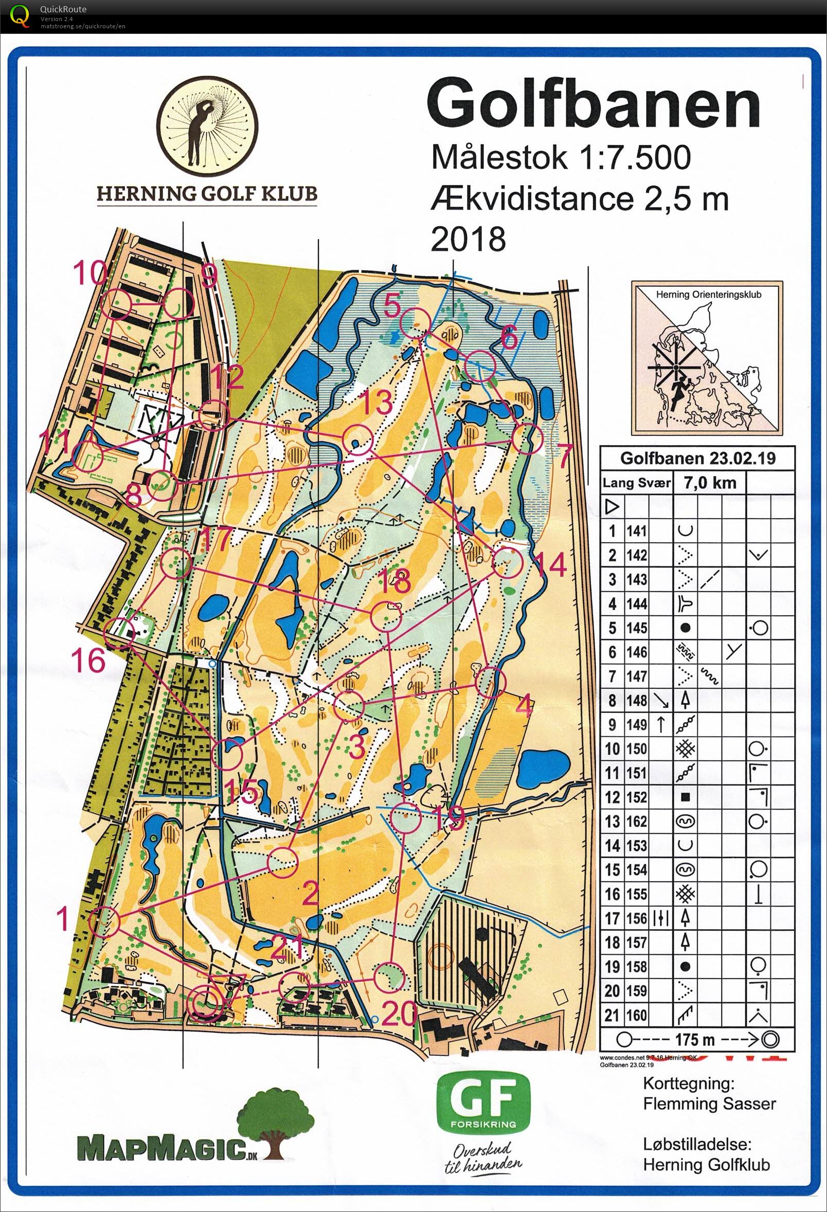 Herning golfbane lang svær 7 km (23/02/2019)