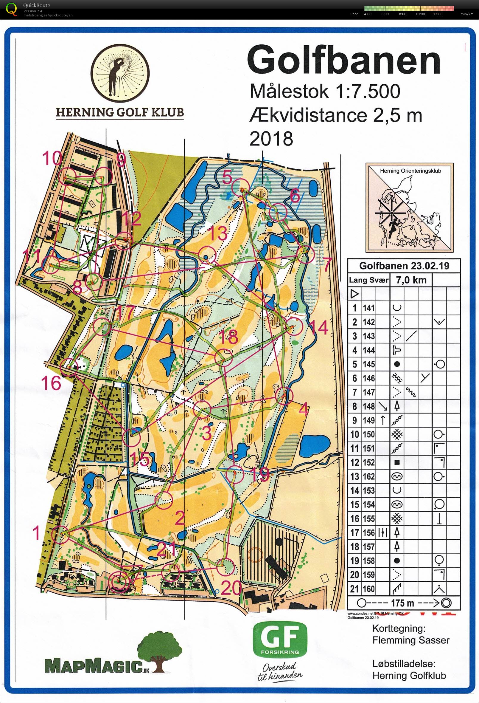 Herning golfbane lang svær 7 km (23/02/2019)