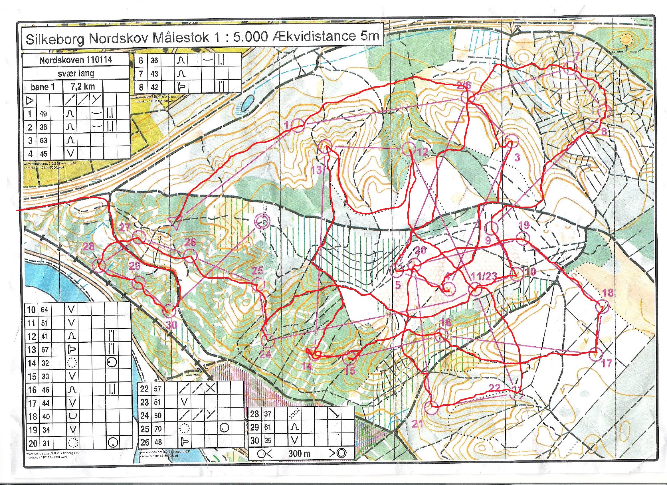 Silkeborg Nordskov - bane 1 - kurveorientering (2014-01-11)