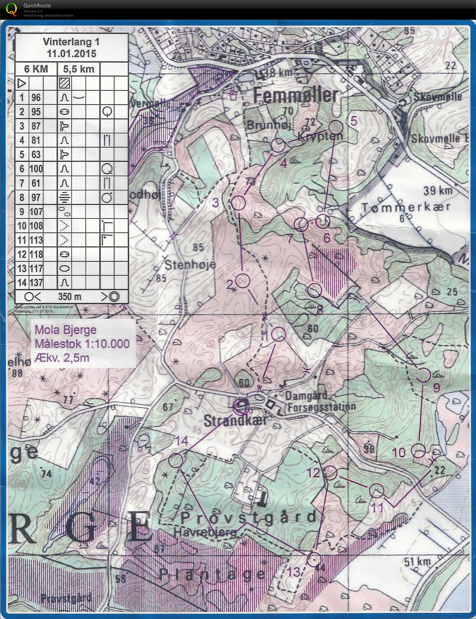 Mols Bjerge, Vinterlang 1, Bane 6km (11/01/2015)