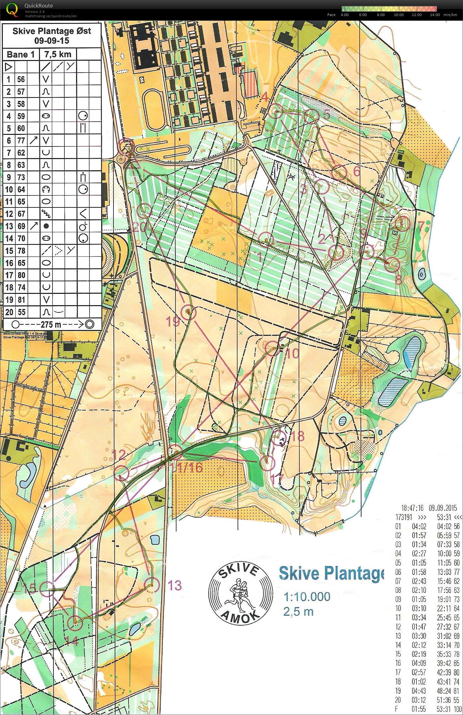 Skive Plantage - Bane 1 - 7,5 Km (09-09-2015)